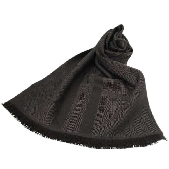 Gucci Unisex Cree Wool Warp Scarf muffler 544628 Dark brown - Picture 2 of 8